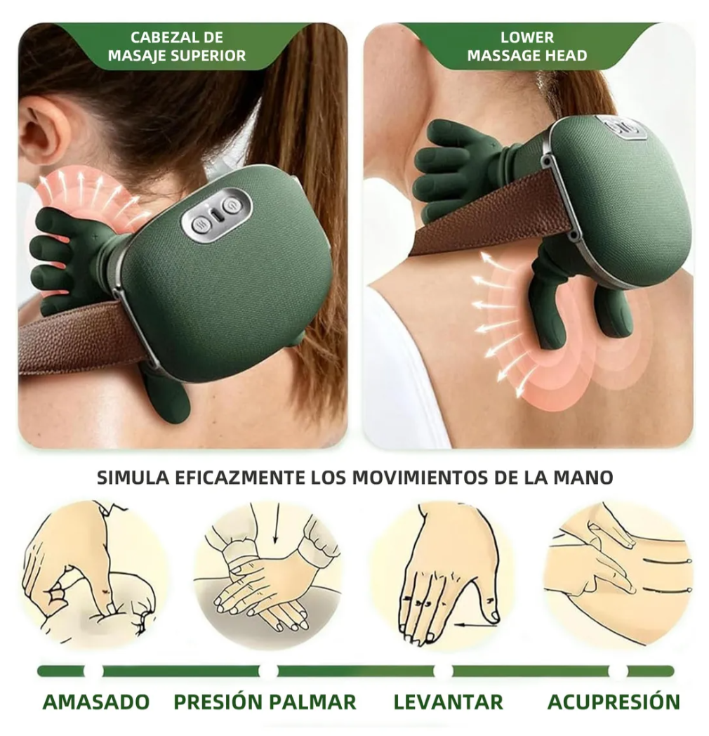Masajeador de Cuello 4D con Calor y Sin Cables – Alivio Total en Minuto