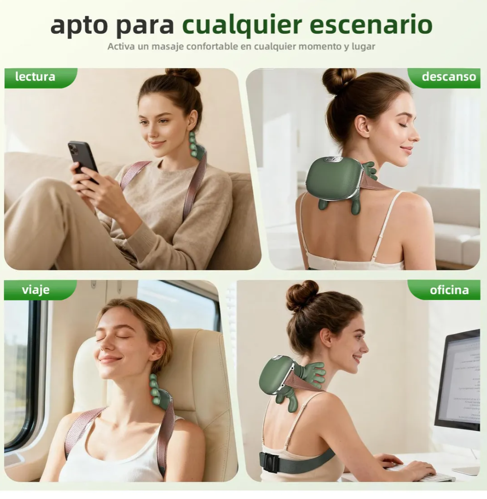 Masajeador de Cuello 4D con Calor y Sin Cables – Alivio Total en Minuto