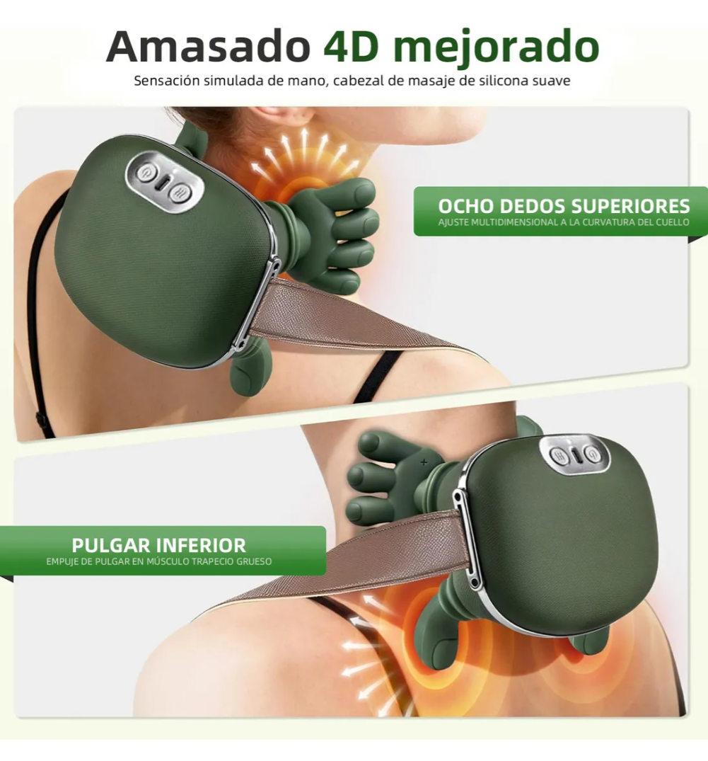 Masajeador de Cuello 4D con Calor y Sin Cables – Alivio Total en Minuto